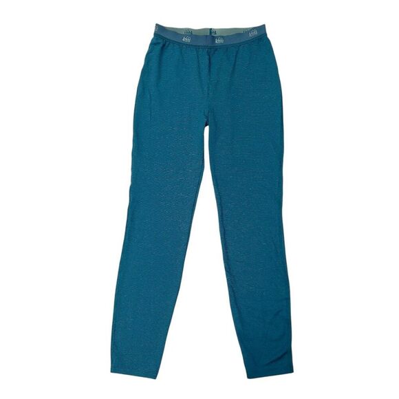 Rei-coop Baselayer Pants Kids 14-16 Green Stripes Comfort Stretch Soft Outdoor - Picture 1 of 10
